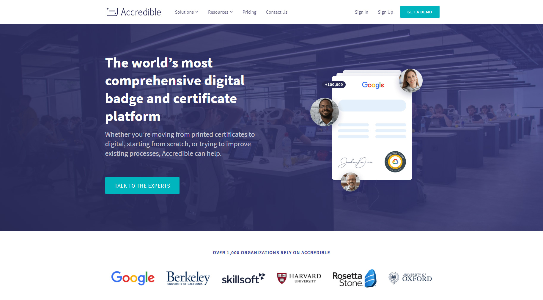 Accredible page